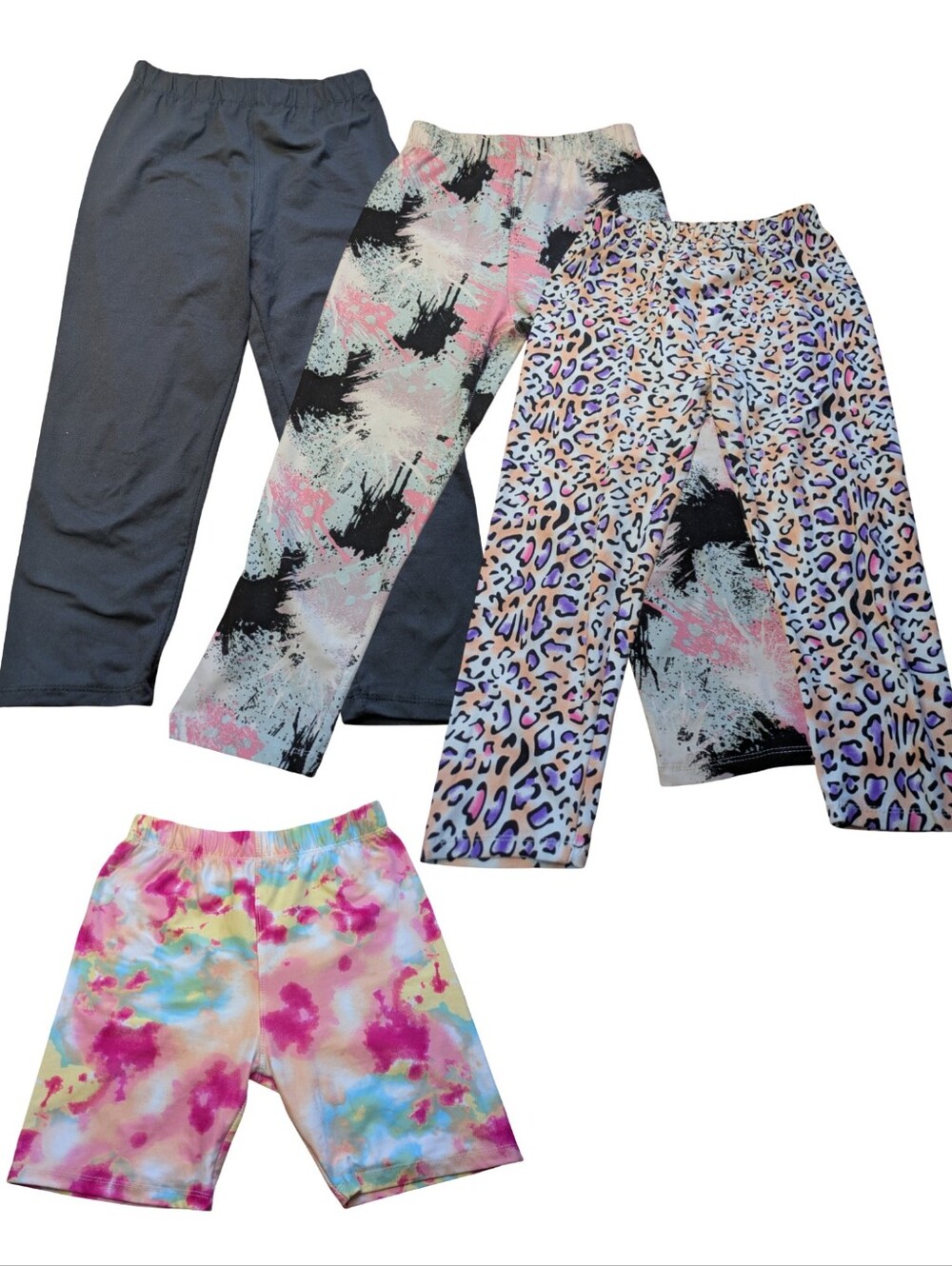 4 Pairs Just Cozy Capri Leggings & Biker Shorts Lot - Vibrant Basics Size XS/S